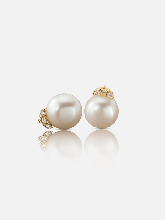 Pearl Diamond Stud Earrings