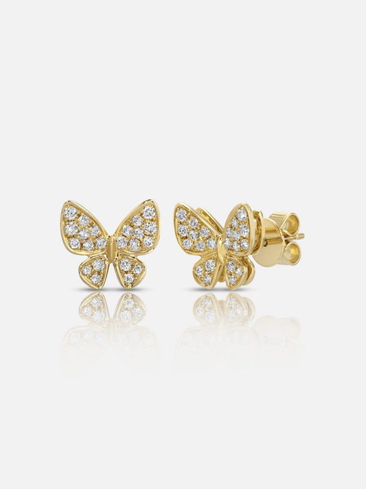 Boucles d'oreilles papillon en diamant