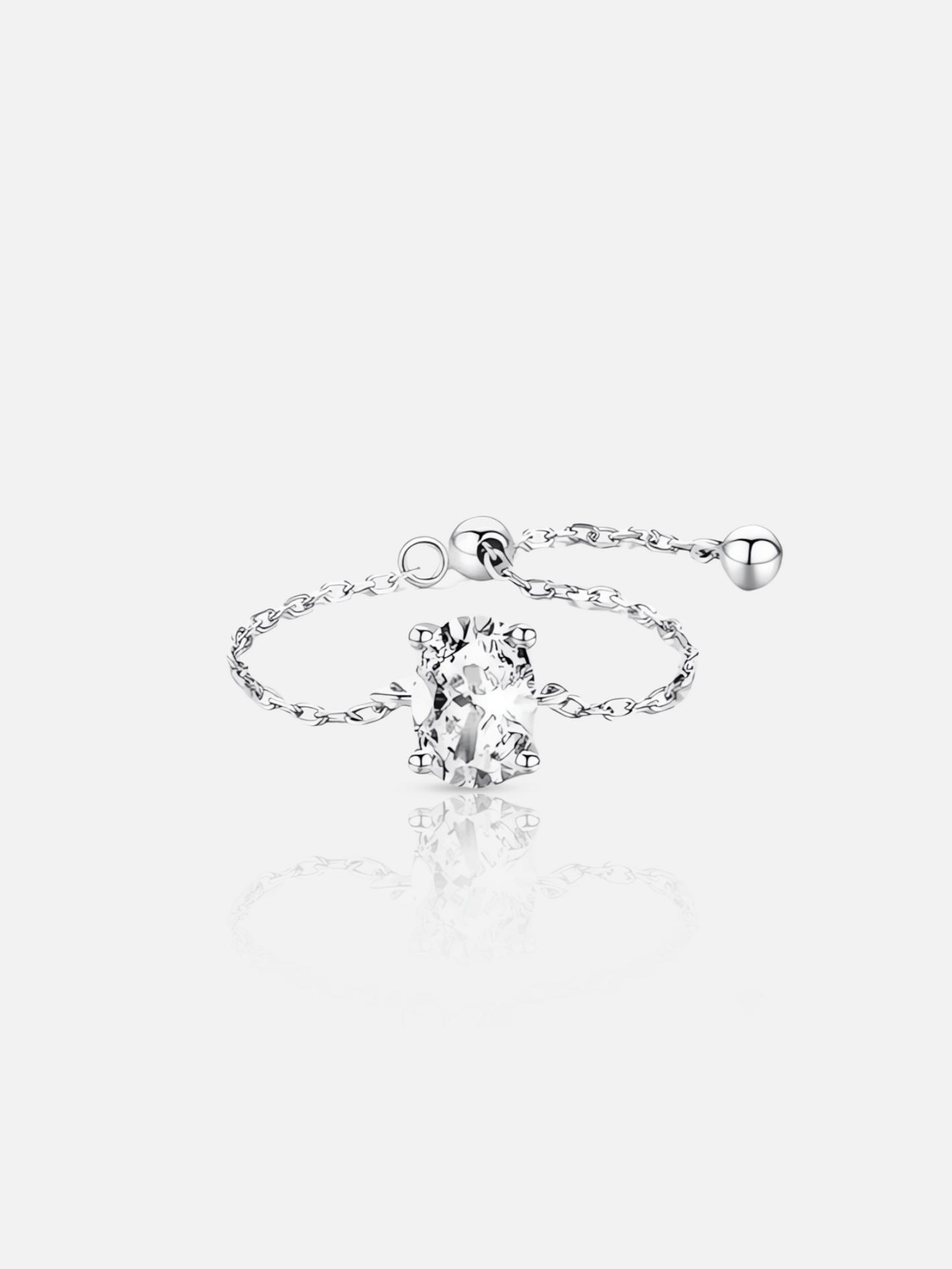 Oval Zircon Chain Ring