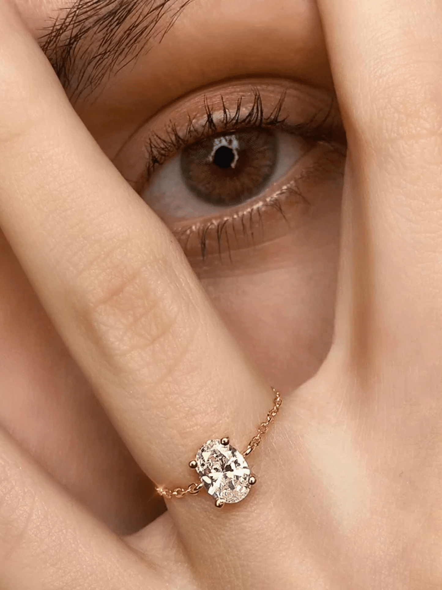 Oval Zircon Chain Ring