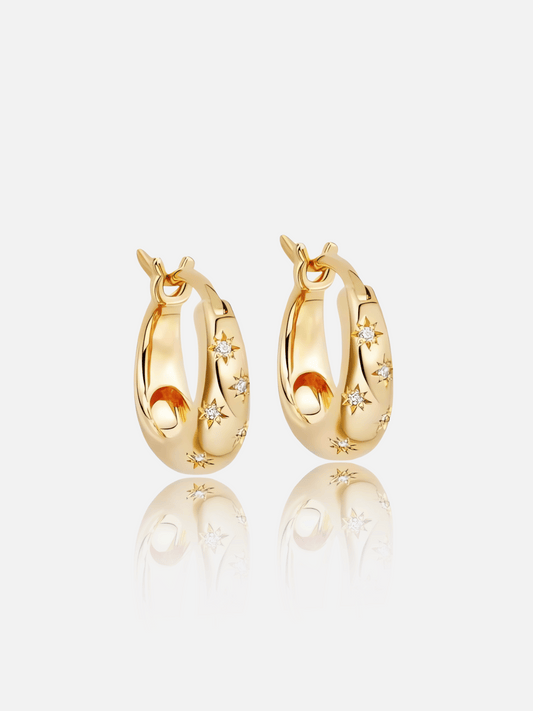 Boucles d'oreilles créoles épaisses étoilées