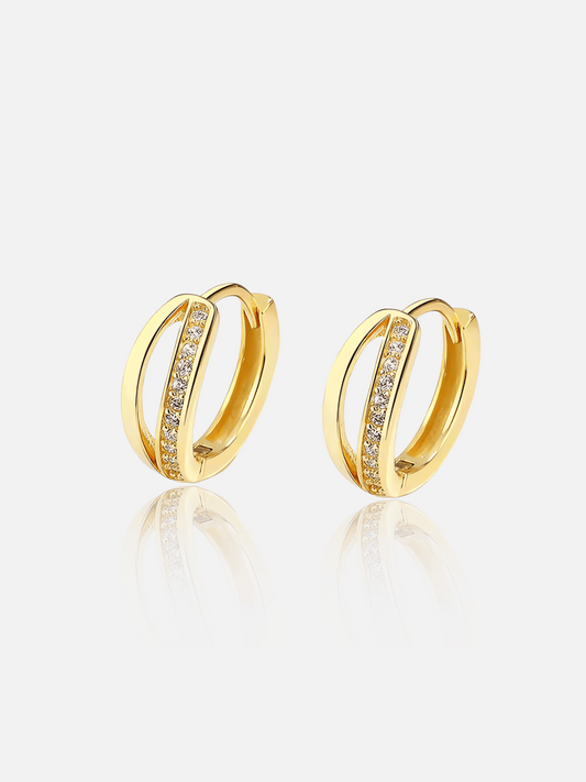 Boucles d'oreilles créoles doubles étincelantes 