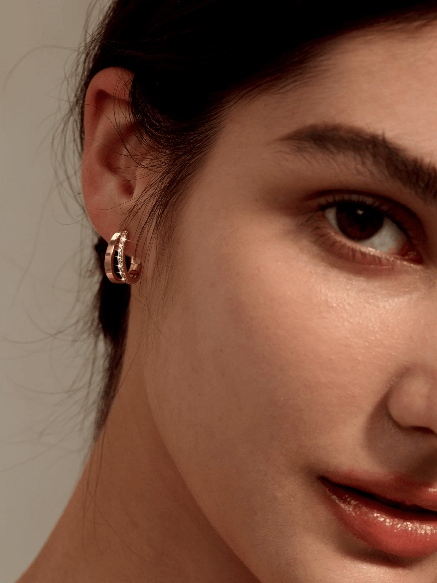 Boucles d'oreilles créoles doubles étincelantes 
