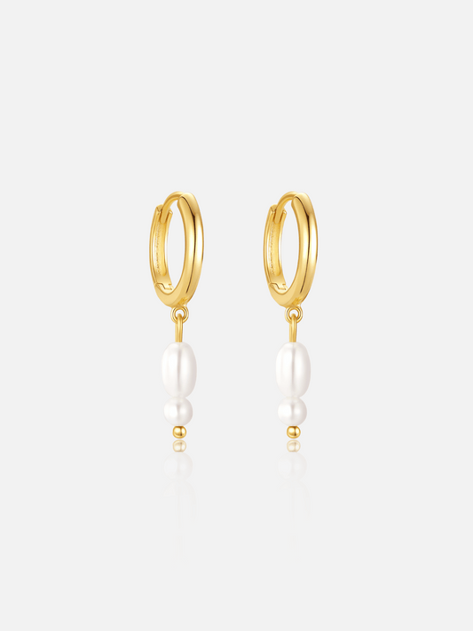 Boucles d'oreilles créoles à double perle 